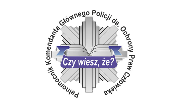 Obraz przedstawia logo Policji z napisem Czy wiesz że Pełnomocnik Komendanta Głównego Policji ds. Ochrony Praw Człowieka